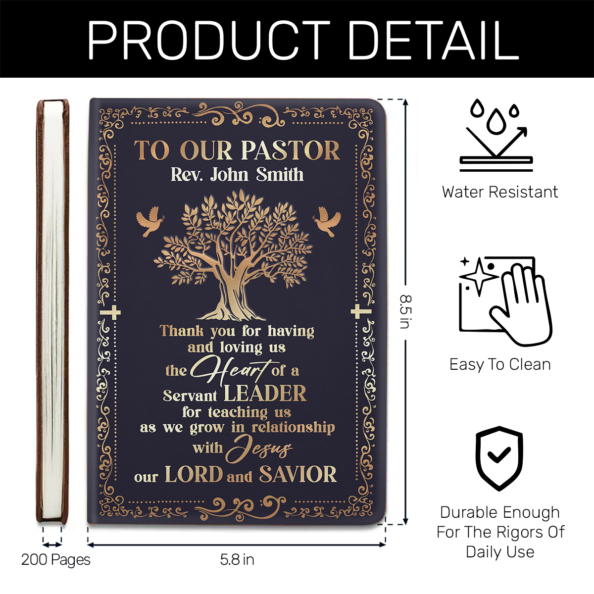 To Our Pastor | Personalized Leather Cover Notebook