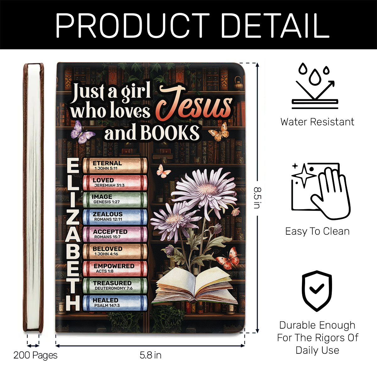 Just A Girl Who Loves Jesus And Books  | Personalized Leather Cover Notebook