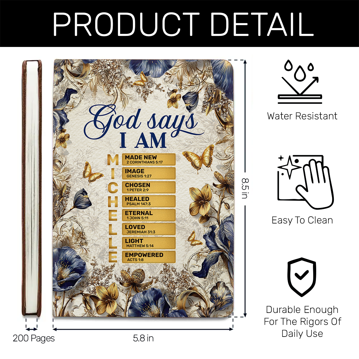 God Says I Am | Personalized Leather Cover Notebook