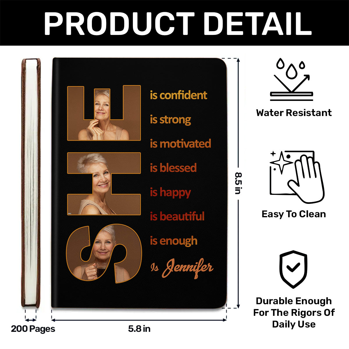SHE is | Personalized Leather Cover Notebook