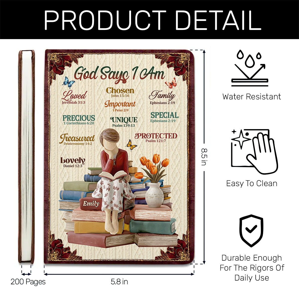 God Says I Am | Personalized Leather Cover Notebook