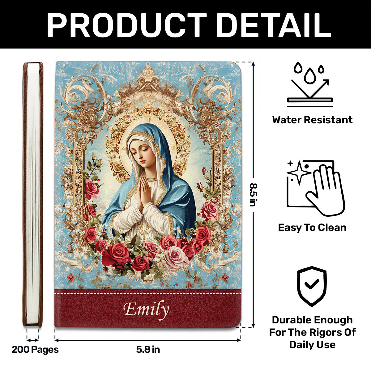 Our Lady of Grace | Personalized Leather Cover Notebook