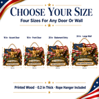 Hapigifts 250 Anniversary USA Woodsign, Patriotic Door Sign, God Bless America Wreath, Personalized Family Name Plywood Wall Decor For 4th Of July, 16, 18, 20, 24 In - D6