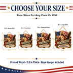 Hapigifts 250 Anniversary USA Woodsign, Patriotic Door Sign, God Bless America Wreath, Personalized Family Name Plywood Wall Decor For 4th Of July, 16, 18, 20, 24 In - D7