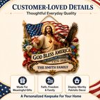 Hapigifts 250 Anniversary USA Woodsign, Patriotic Door Sign, God Bless America Wreath, Personalized Family Name Plywood Wall Decor For 4th Of July, 16, 18, 20, 24 In - D7