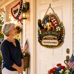 Hapigifts 250 Anniversary USA Woodsign, Patriotic Door Sign, God Bless America Wreath, Personalized Family Name Plywood Wall Decor For 4th Of July, 16, 18, 20, 24 In - D8