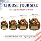 Hapigifts 250 Anniversary USA Woodsign, Patriotic Door Sign, God Bless America Wreath, Personalized Family Name Plywood Wall Decor For 4th Of July, 16, 18, 20, 24 In - D8
