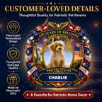 Custom Photo Wood Sign for Dog Parents, Personalized Gift for Dog Lovers, Patriotic Wooden Sign with Pet Photo, 250th Anniversary 1776-2026 Round Door Decor, 5 Sizes 16 to 30 Inch
