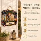 Custom Photo Wood Sign for Dog Parents, Personalized Gift for Dog Lovers, Patriotic Wooden Sign with Pet Photo, 250th Anniversary 1776-2026 Round Door Decor, 5 Sizes 16 to 30 Inch