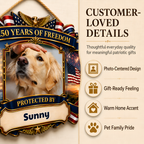 Custom Photo Wood Sign for Dog Parents, Personalized Gift for Dog Lovers, Patriotic Wooden Sign with Pet Photo, 250th Anniversary 1776-2026 Round Door Decor, 5 Sizes 16 to 30 Inch