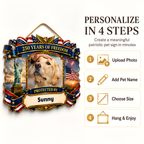 Custom Photo Wood Sign for Dog Parents, Personalized Gift for Dog Lovers, Patriotic Wooden Sign with Pet Photo, 250th Anniversary 1776-2026 Round Door Decor, 5 Sizes 16 to 30 Inch