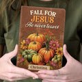 Fall For Jesus He Never Leaves | Personalized Leather Cover Notebook