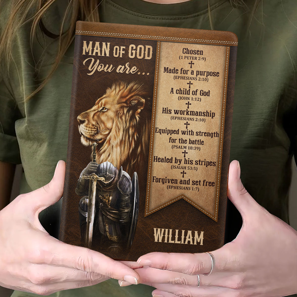 Man Of God Lion of Judah Warrior | Personalized Leather Cover Notebook