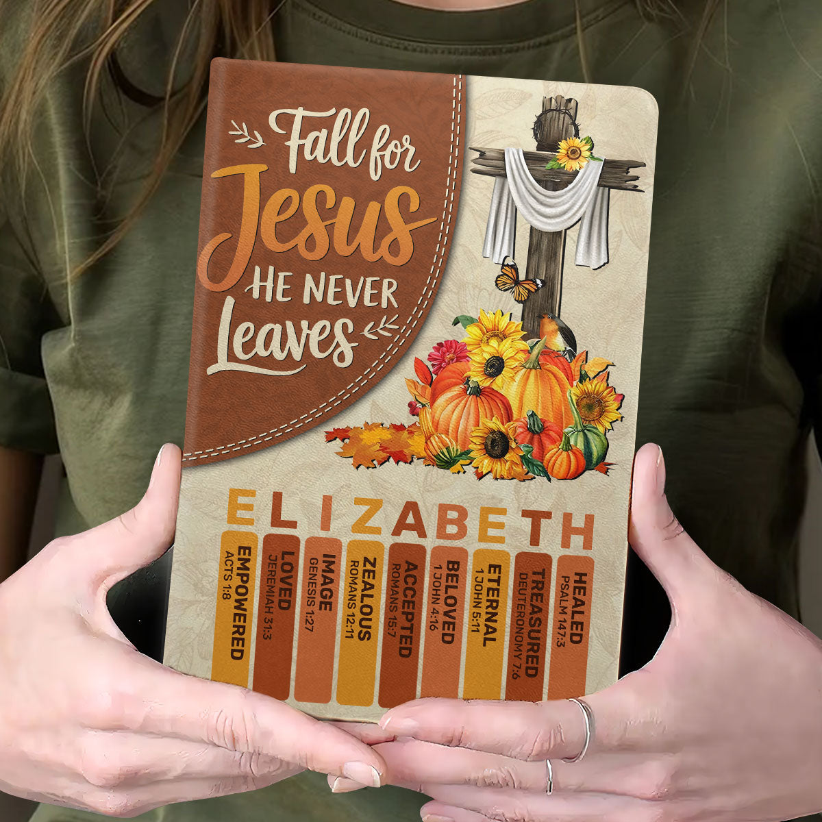Fall For Jesus  | Personalized Leather Cover Notebook