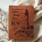 The Name Of The Lord Is A Strong Tower | Personalized Leather Cover Notebook