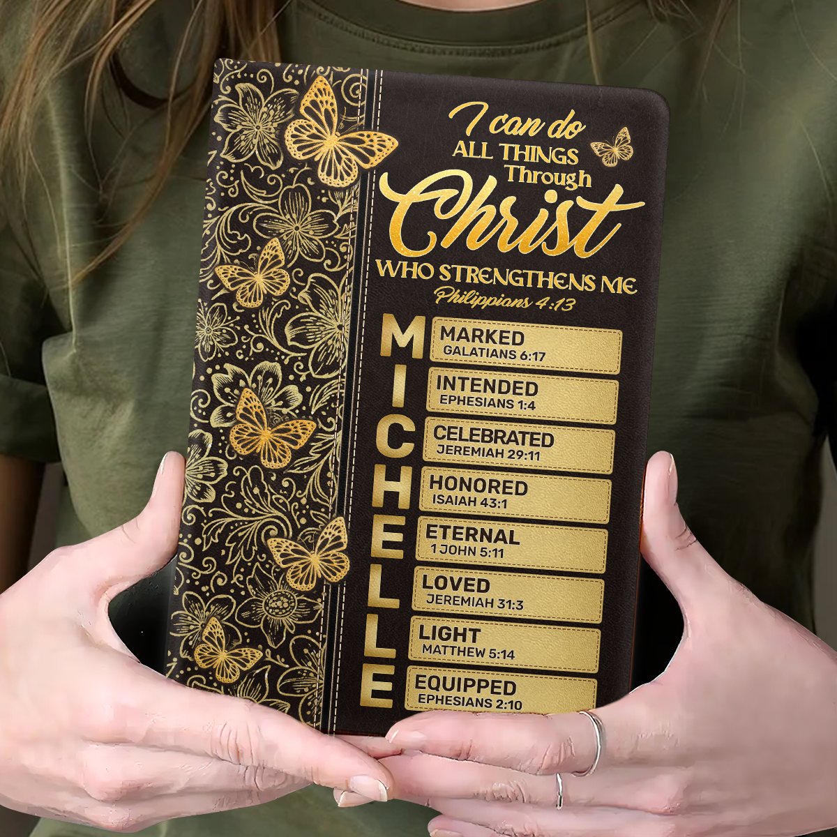 I Can Do All Things Through Christ Who Strengthens Me  | Personalized Leather Cover Notebook