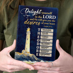 Delight Yourself In The Lord | Personalized Leather Cover Notebook