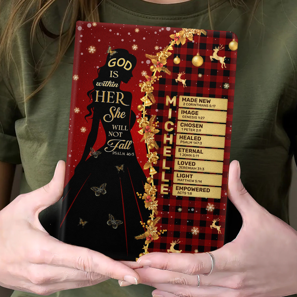 God Is Within Her She Will Not Fall | Personalized Leather Cover Notebook