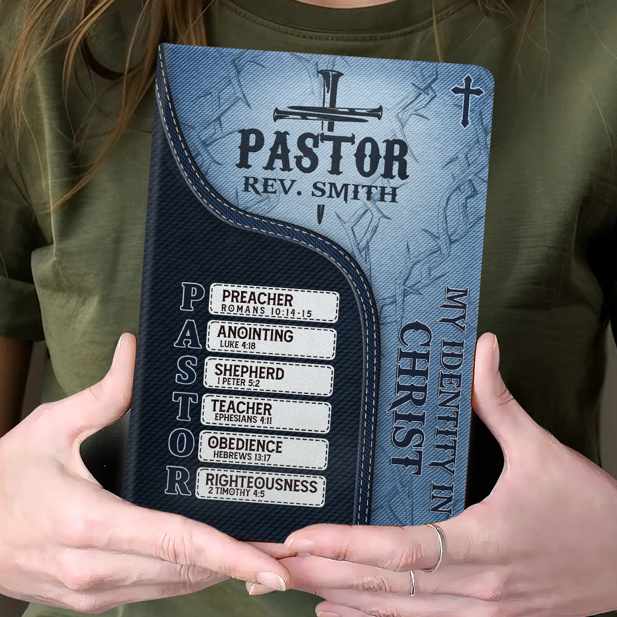 Pastor Your Identity In Christ | Personalized Leather Cover Notebook