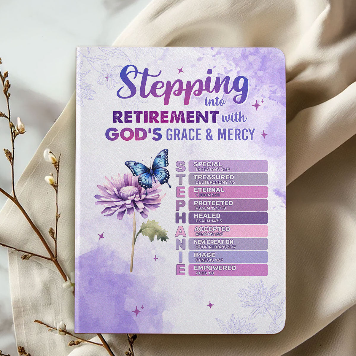 Stepping Into Retirement With God’s Grace & Mercy | Personalized Leather Cover Notebook