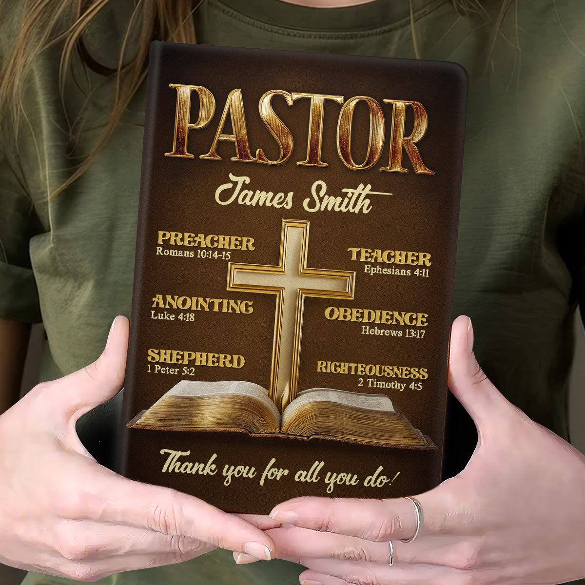 My Preacher, Teacher, & Shepherd | Personalized Leather Cover Notebook