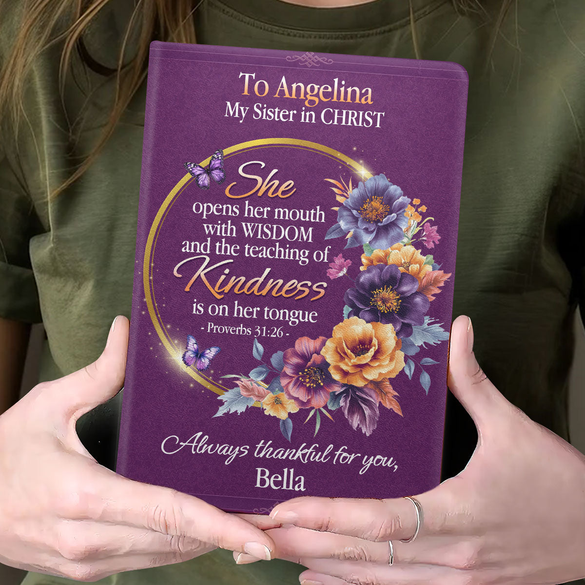 She Opens Her Mouth With Wisdom | Personalized Leather Cover Notebook