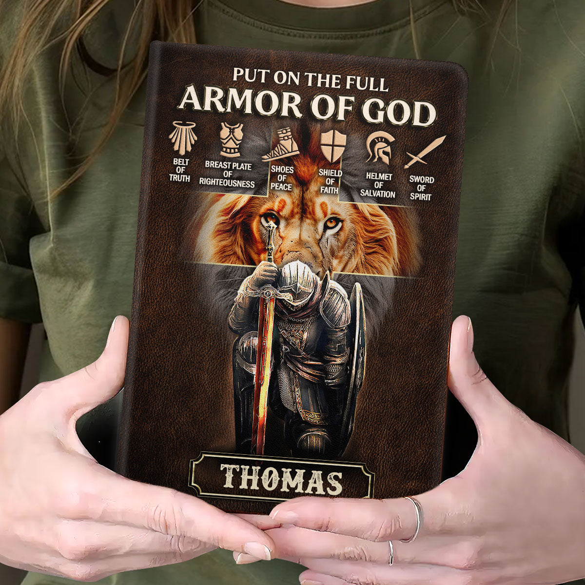 Put On The Full Armor Of God | Personalized Leather Cover Notebook