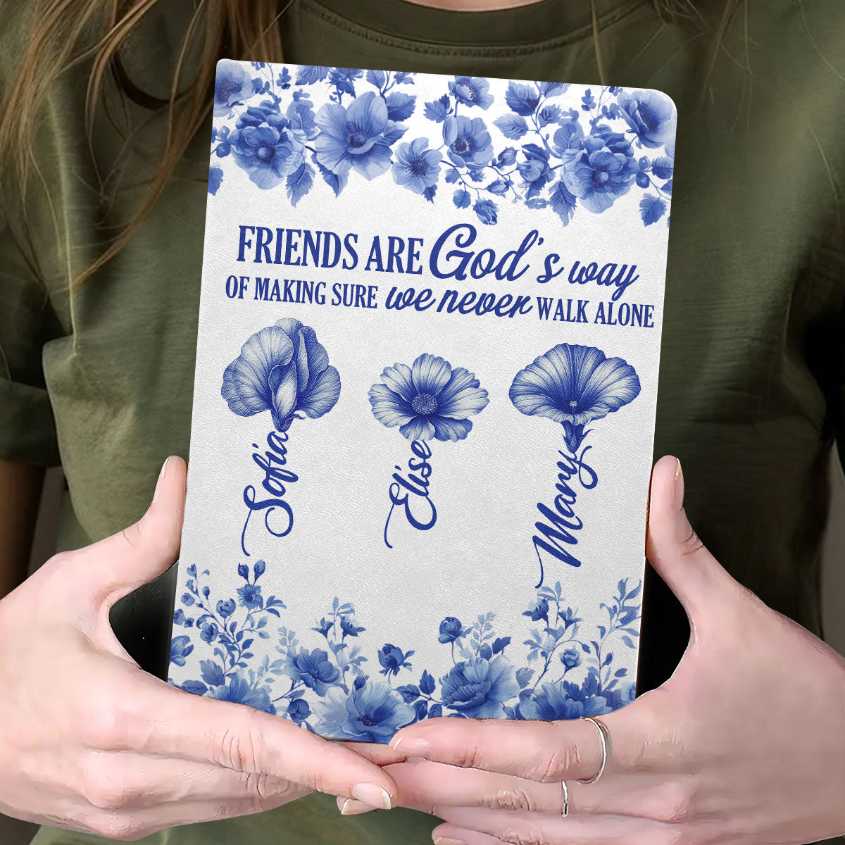 A Friend Is God's Way Of Making Sure We Never Walk Alone | Personalized Leather Cover Notebook