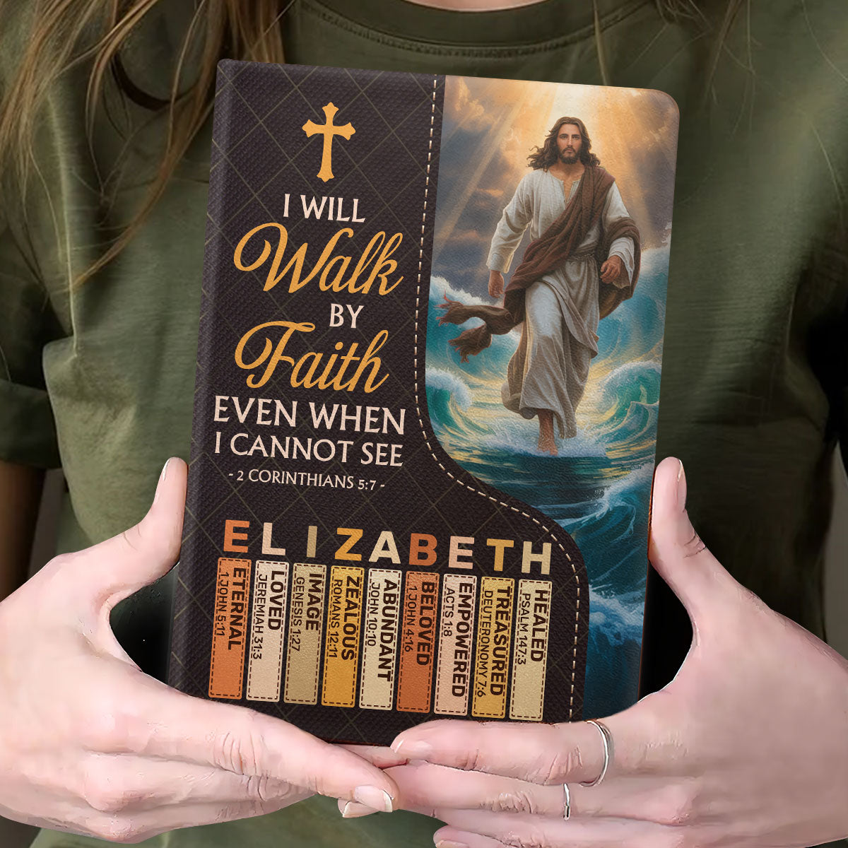 I Will Walk By Faith Even I Cannot See | Personalized Leather Cover Notebook