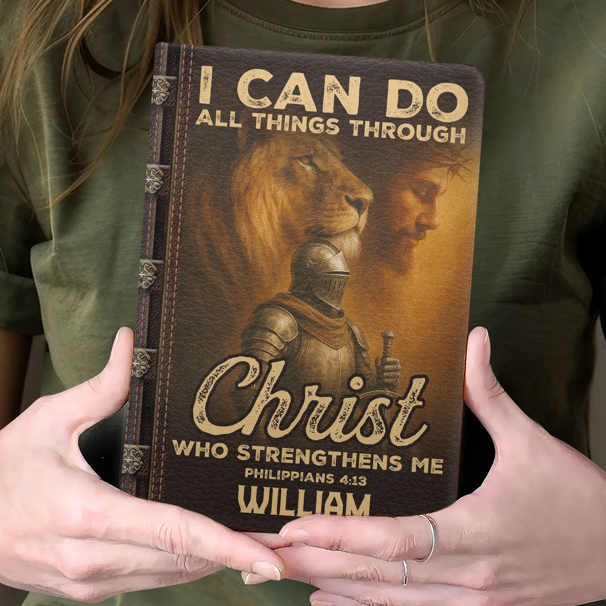 I Can Do All Things Through Christ Who Strengthens Me | Personalized Leather Cover Notebook