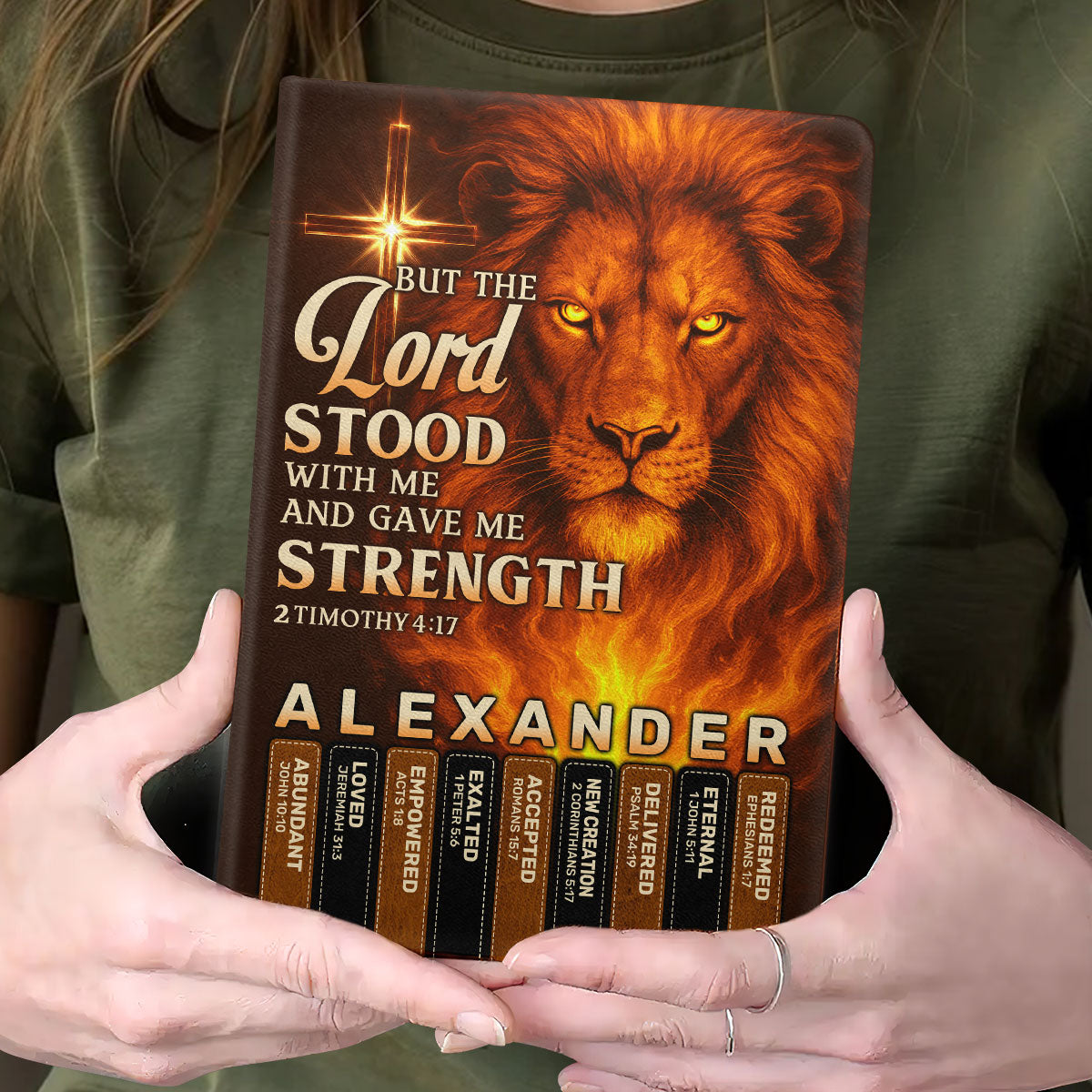 But The Lord Stood With Me And Gave Me Strength | Personalized Leather Cover Notebook