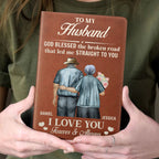 God Blessed The Broken Road | Personalized Leather Cover Notebook