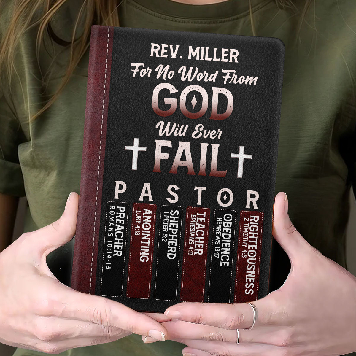 For No Word From God Will Ever Fail | Personalized Leather Cover Notebook