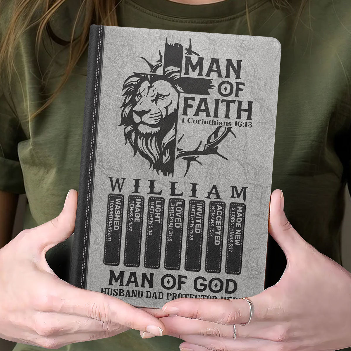 Man Of Faith | Personalized Leather Cover Notebook