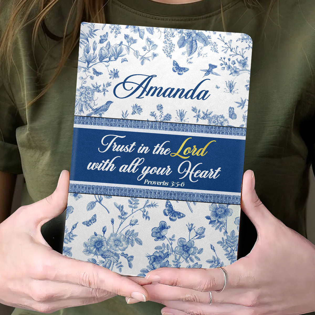 Trust In The Lord With All Your Heart | Personalized Leather Cover Notebook