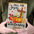 Fall For Jesus He Never Leaves | Personalized Leather Cover Notebook
