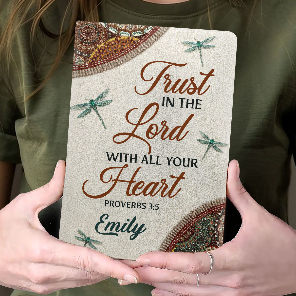 Trust In the Lord With All Your Heart | Personalized Leather Cover Notebook