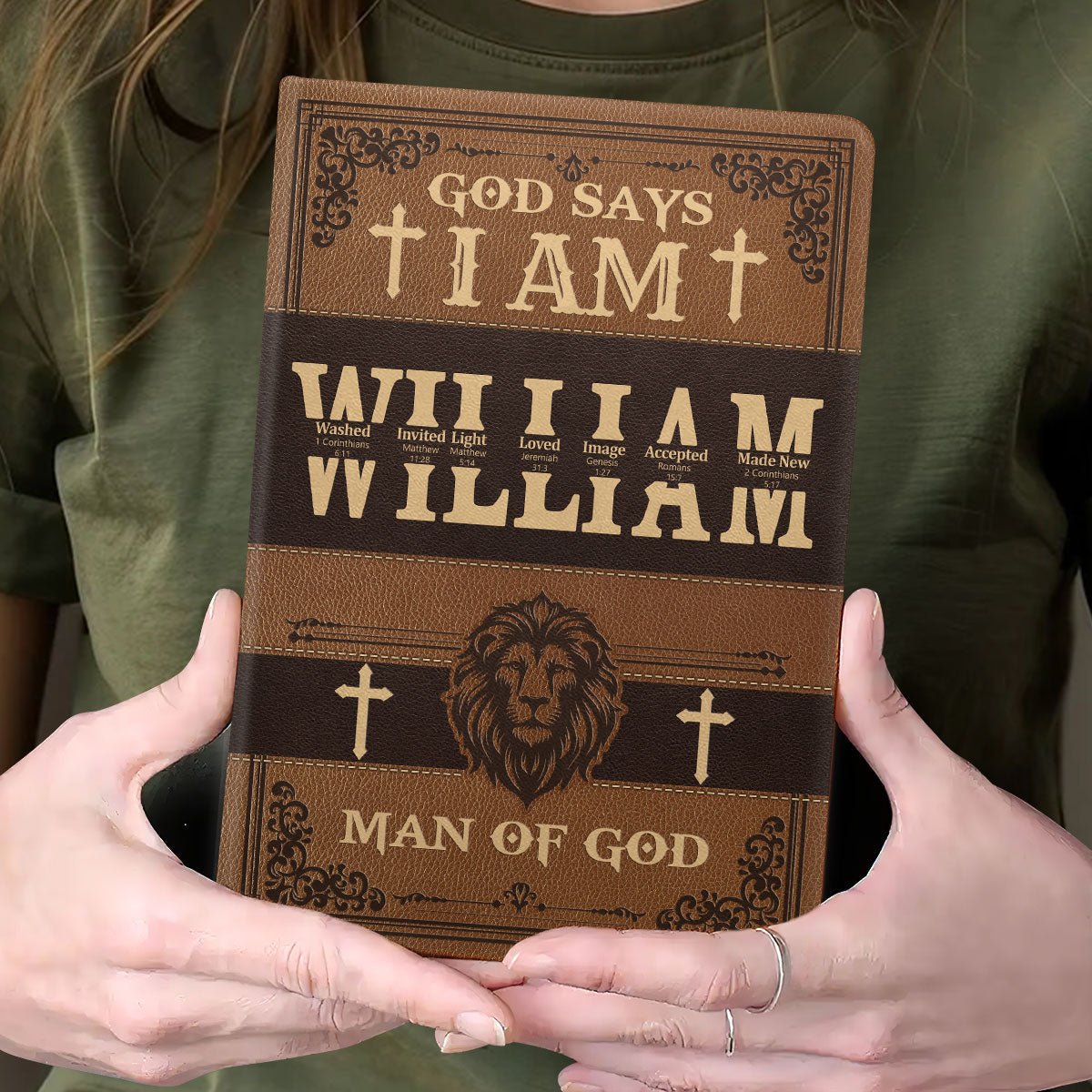 God Says I Am  | Personalized Leather Cover Notebook