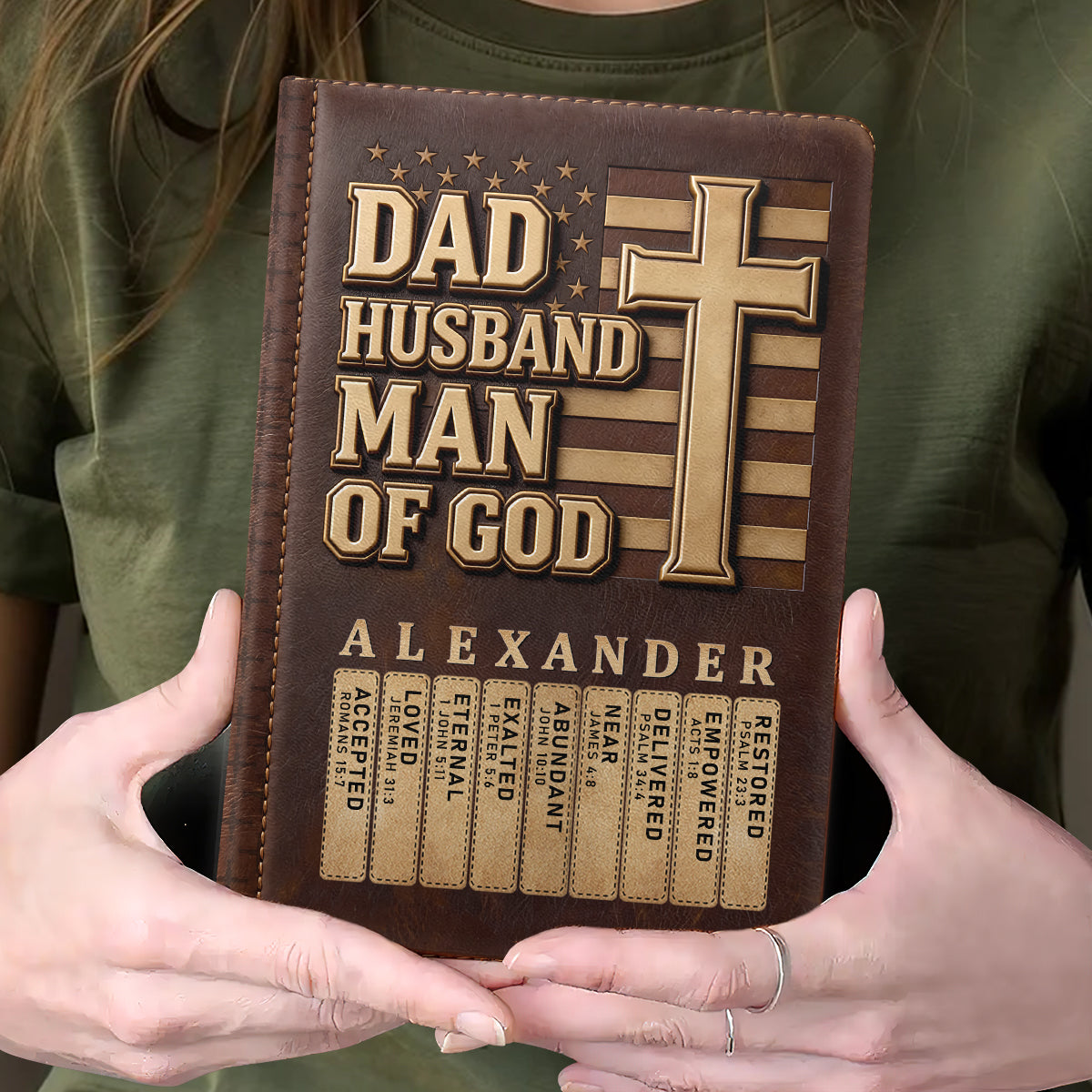 Dad Husband Man Of God | Personalized Leather Cover Notebook