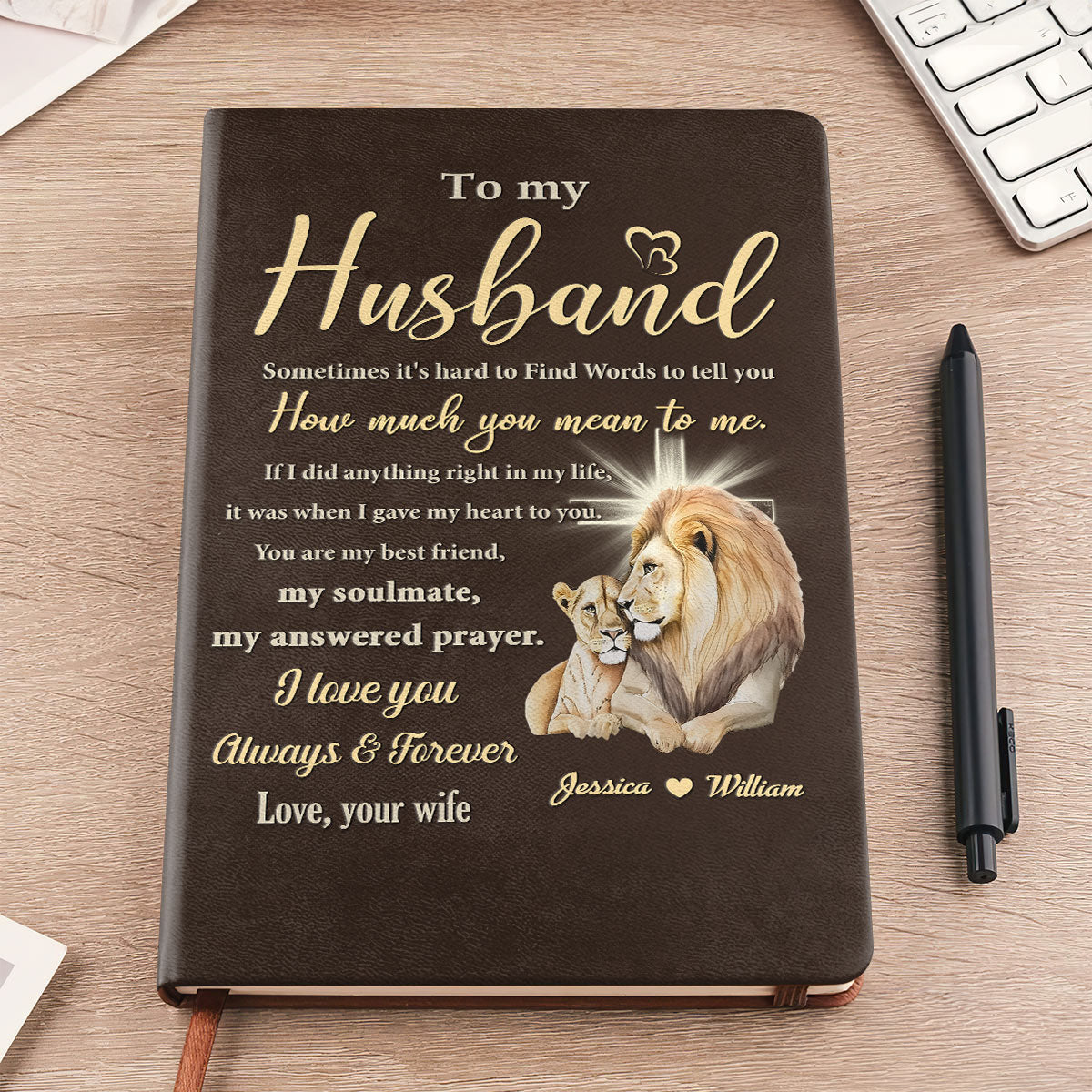 To My Husband | Personalized Leather Cover Notebook