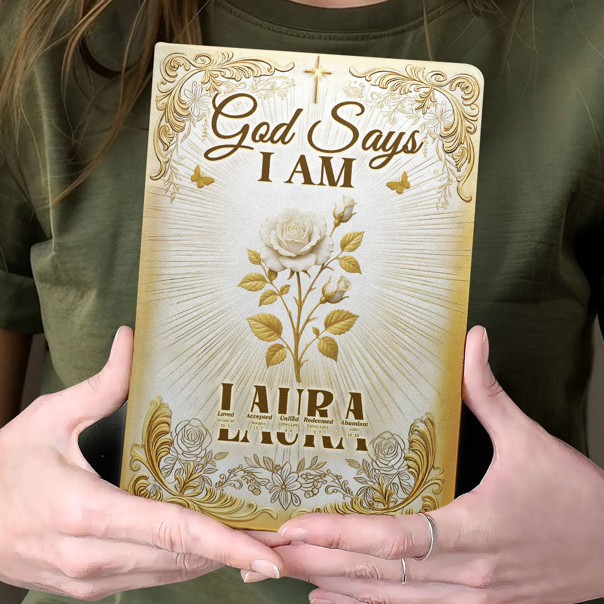 God Says I Am Golden Aura | Personalized Leather Cover Notebook