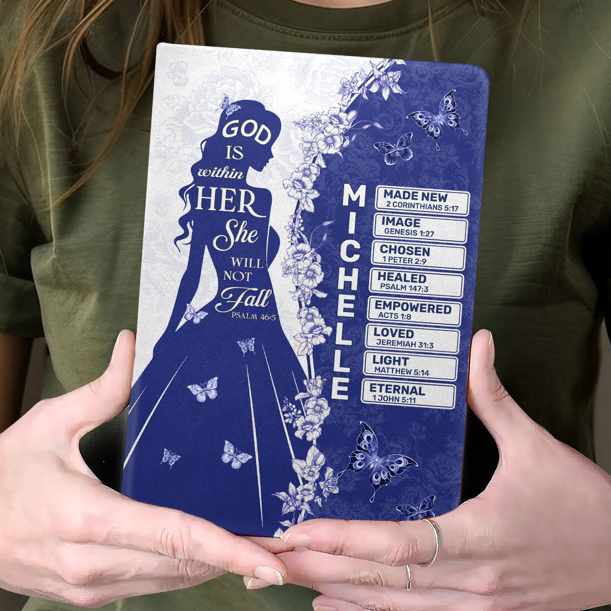 God Is Within Her She Will Not Fall | Personalized Leather Cover Notebook