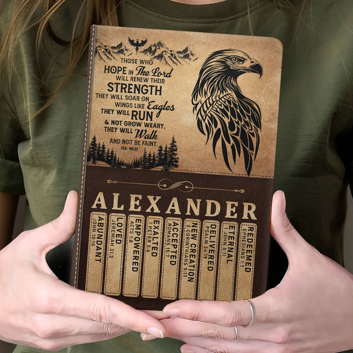 Soar On Wings Like Eagles  | Personalized Leather Cover Notebook