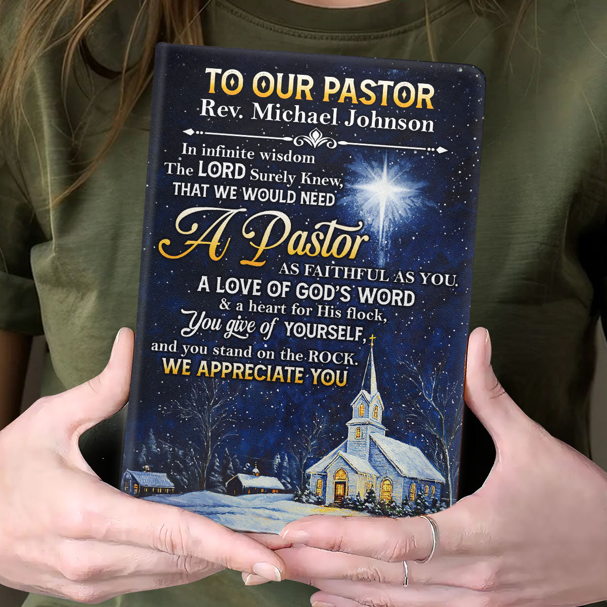 Faithful Pastor Tribute | Personalized Leather Cover Notebook