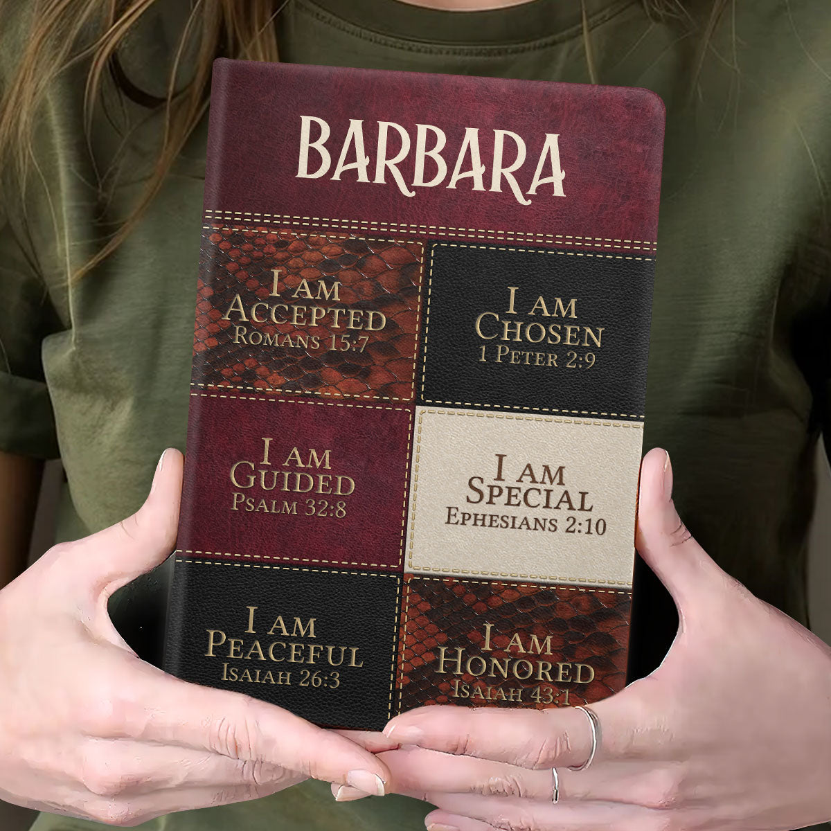 I Am Strong, I Am Worthy | Personalized Leather Cover Notebook