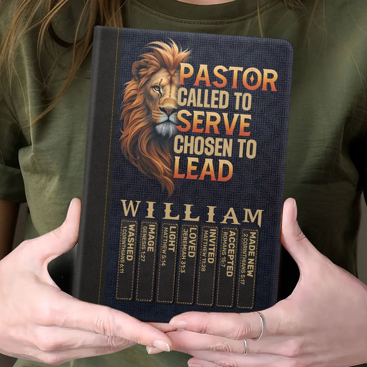 Pastor Called To Serve Chosen To Lead | Personalized Leather Cover Notebook