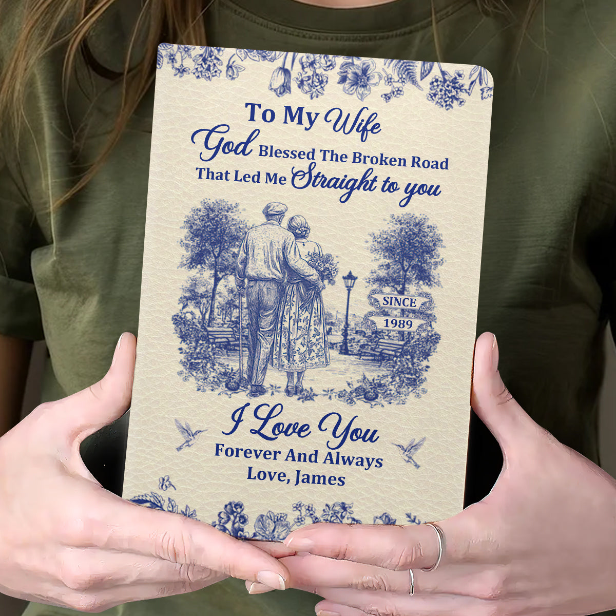 God Blessed The Broken Road | Personalized Leather Cover Notebook