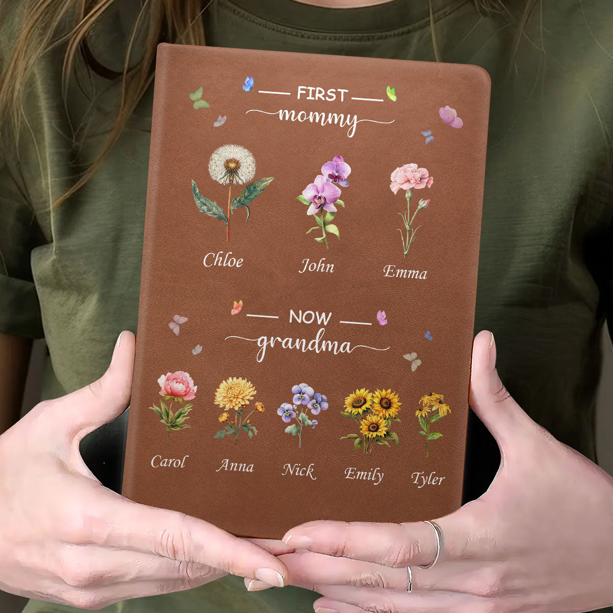 Grandma's Garden | Personalized Leather Cover Notebook