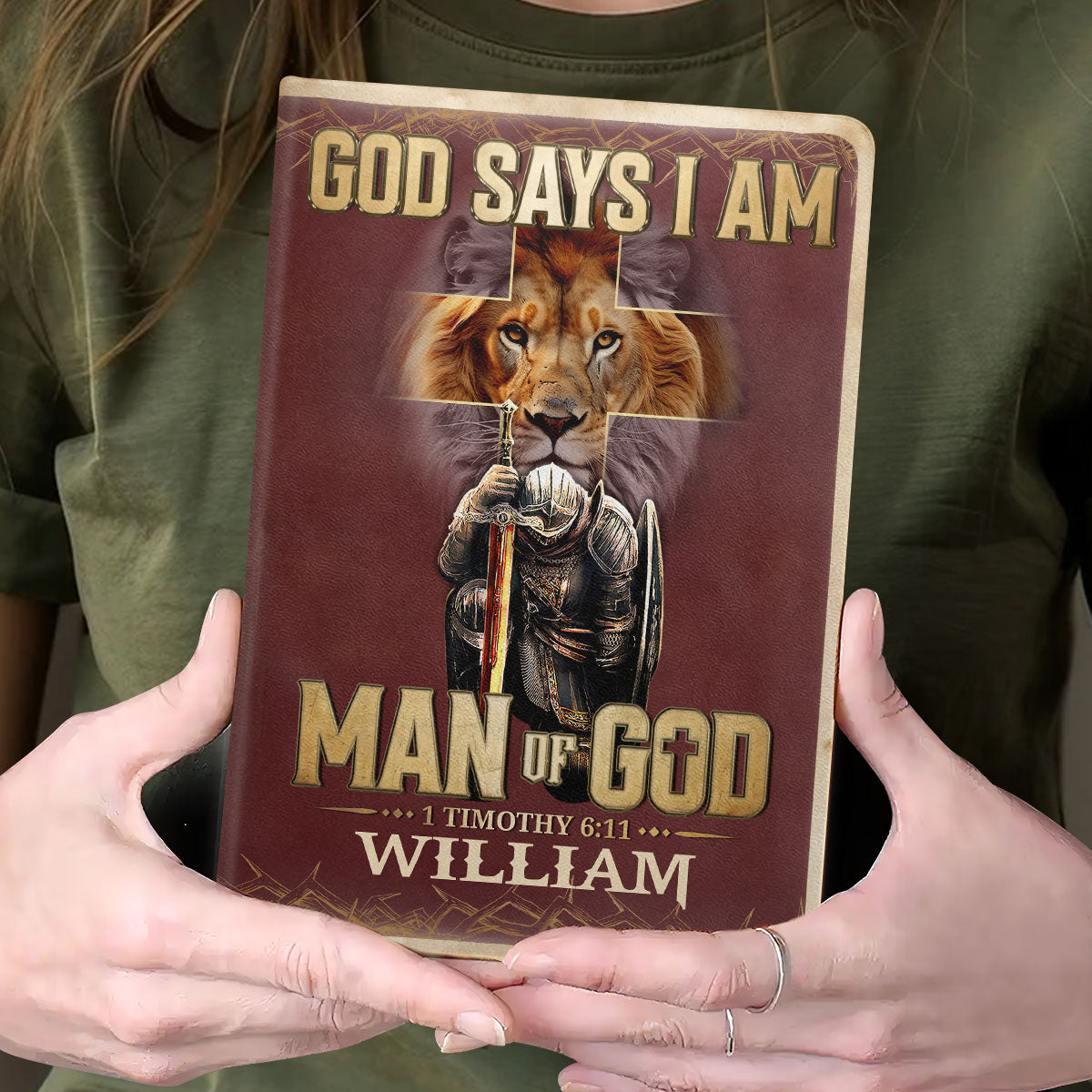 Man Of God Vintage Royal | Personalized Leather Cover Notebook