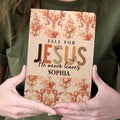 Fall For Jesus He Never Leaves | Personalized Leather Cover Notebook